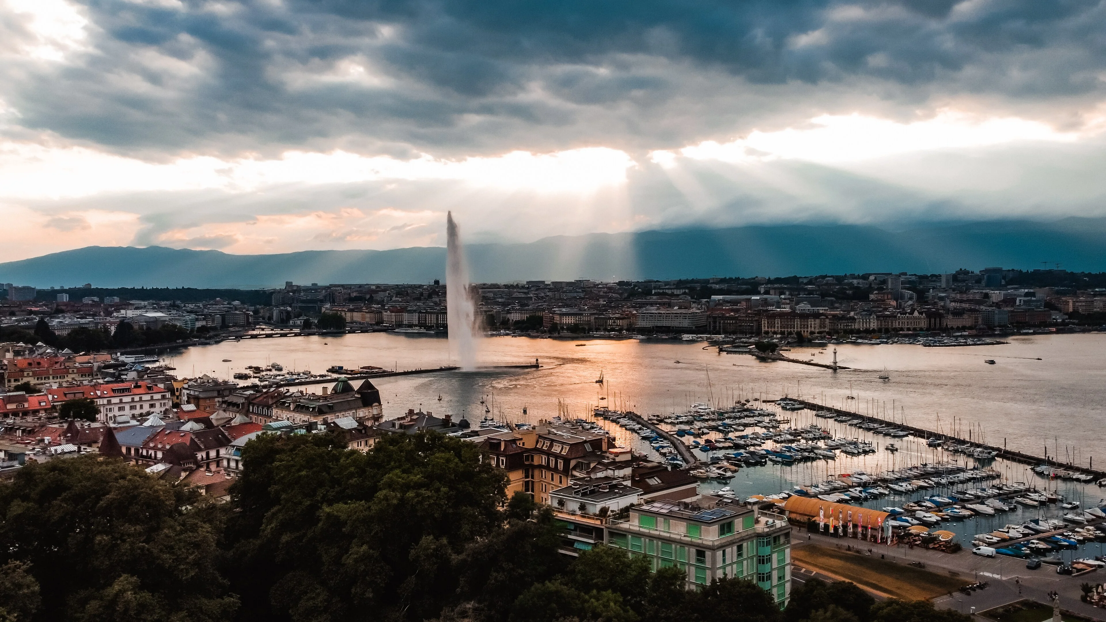 Vue aérienne de Genève
